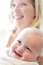 Close-up of mother holding seven month old baby