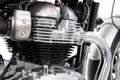 Close-up of motorbike twin engine of vintage motorcycle Royalty Free Stock Photo