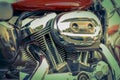 Close-up motorcycle engine with air filter Royalty Free Stock Photo