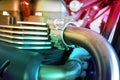 Close up of motorcycle engine design details Royalty Free Stock Photo