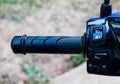 Close up of motorcycle handle, shallow dof, focus on buttons Royalty Free Stock Photo