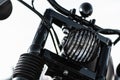 Close up of a motorcycle headlight, selective focus on the details Royalty Free Stock Photo