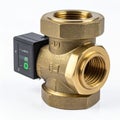 Industrial Motorized Brass Valve Isolated on White Royalty Free Stock Photo