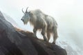 close-up of mountain goat standing on cliff edge Royalty Free Stock Photo