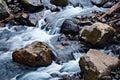 A close-up of a mountain stream cascading over rocks Royalty Free Stock Photo