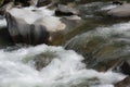 mountain water with stones in the river.mountain river rapids with fast water and large rocky boulders in the water Royalty Free Stock Photo