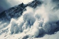 Close-up of mountains covered with snow and snow avalanche Royalty Free Stock Photo