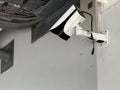 Close-up of mounted security CCTV camera on wall Royalty Free Stock Photo