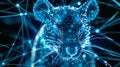 Close-up of a mouse muzzle in grid style. Polygonal computerized image of a rat. Facial recognition grid