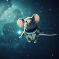 Close up of mouse in space with stars in sky, created using generative ai technology Royalty Free Stock Photo