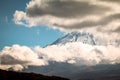 Close up of Mouth crater of Fuji san with cloud and nice sky in Winter Royalty Free Stock Photo