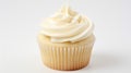 Close up of a mouthwatering vanilla cupcake, perfect for celebrating vanilla cupcake day