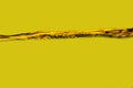 Close-up of the movement of water on a yellow background.