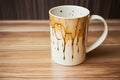 close-up of mug stained with coffee, like tooth stains