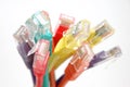 Close up of multi color network cable plugs Royalty Free Stock Photo