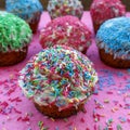 Close-up of multi colored cupcakes Royalty Free Stock Photo