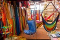 Close-up of multi-colored hammocks Royalty Free Stock Photo