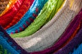 Close-up of multi-colored hammocks