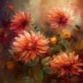 Close up of multi coloured flowers background, created using generative ai technology Royalty Free Stock Photo