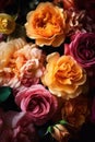 Close up of multi coloured flowers background, created using generative ai technology Royalty Free Stock Photo