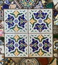 Close up of multi-patterned tiles, Essaouira, Morocco Royalty Free Stock Photo
