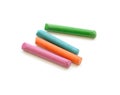 Close up of multicolor crayon pencils on white background Royalty Free Stock Photo