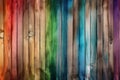 Close up of multicolor painted wooden Planks. Wooden Background Texture. Generative AI Royalty Free Stock Photo