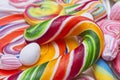 Close up of multicolored candies selective focus