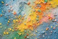 close-up of multicolored chalk dust