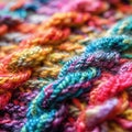 Close Up of Multicolored Crocheted Blanket Royalty Free Stock Photo