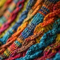 Close Up of Multicolored Crocheted Blanket Royalty Free Stock Photo