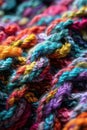 Close-Up of Multicolored Knitted Blanket