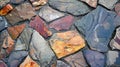 Close-up of a multicolored stone pavement texture