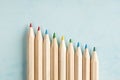 Close up of multicolored wooden pencils. Back to school Royalty Free Stock Photo