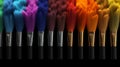 Close up multicoloured Make Up Brush. Fashion cosmetic makeup autumn Set