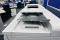 Close up multifunction printer tray in office