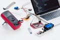 Close-up of multimeter and led matrix display Royalty Free Stock Photo