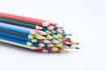 Close up of multiple colors wooden pencil on white background Royalty Free Stock Photo