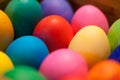 Close-up of multiple easter eggs with center one in focus