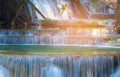 Close up multiple layers waterfall in tropical deep forest Royalty Free Stock Photo