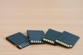 Close-up of multiple  old  sdhc  memory cards and adapters Royalty Free Stock Photo