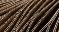 Close-up of multiple sheets of corrugated cardboard stacked vertically, showcasing Royalty Free Stock Photo
