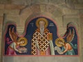 Close Up of a Mural at the Holy Monastery of St. Stephen in Meteora Greece