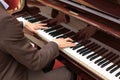 Handsome young men playing piano at the restaurante Royalty Free Stock Photo