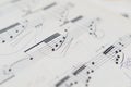 close up of musical notation and musical notes on a sheet of paper Royalty Free Stock Photo