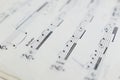 close up of musical notation and musical notes on a sheet of paper Royalty Free Stock Photo