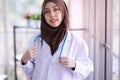 Close-up of a Muslim female doctor with stethoscope Royalty Free Stock Photo