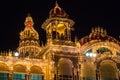 Close up of Mysore Palace fully illuminated, Mysuru, Karnataka, India