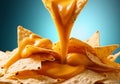 Close up Nacho cheese drips