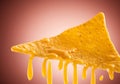 Close up Nacho cheese drips